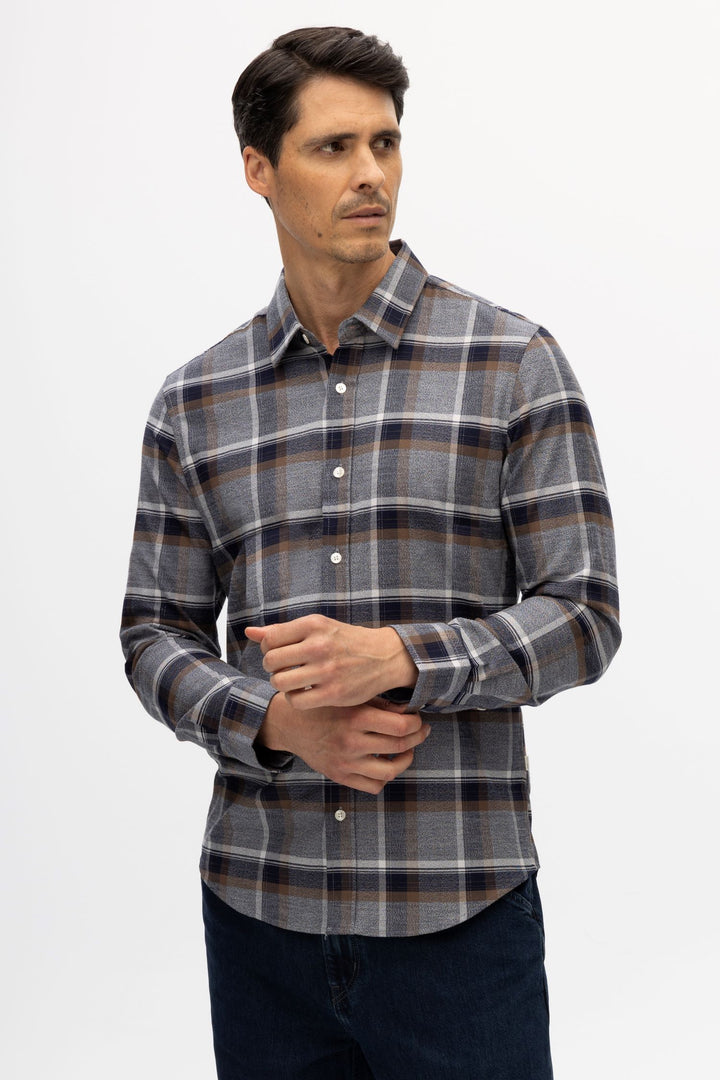 Ryan Navy/Grey Brushed Flannel  Plaid