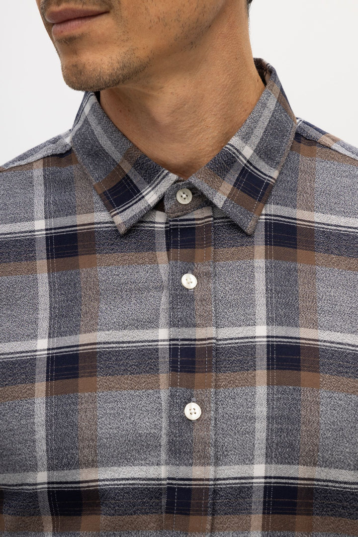 Ryan Navy/Grey Brushed Flannel  Plaid