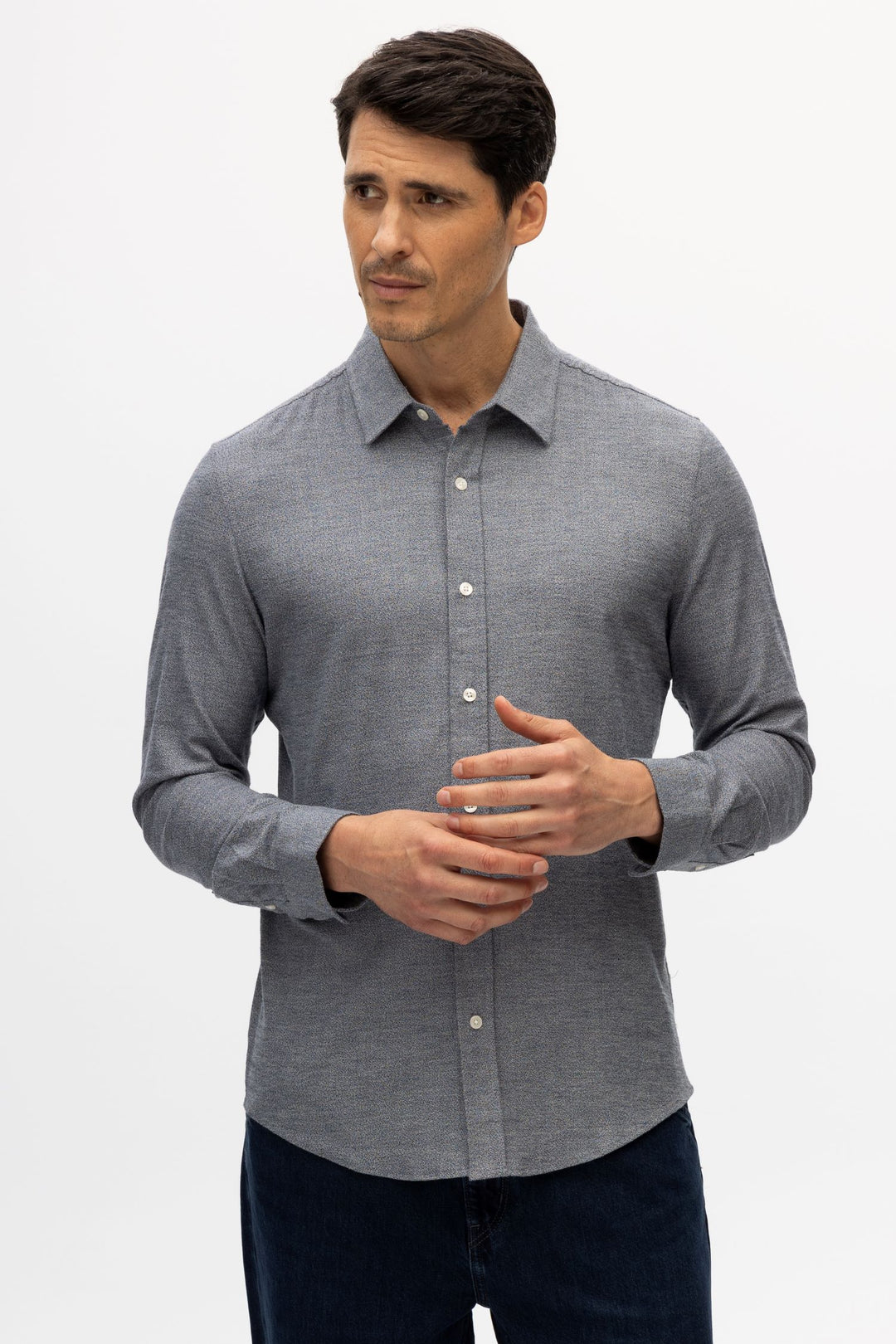 Ryan Navy Brushed Flannel Shirt