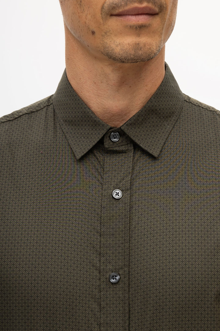 Ryan Dark Olive Geo Shirt