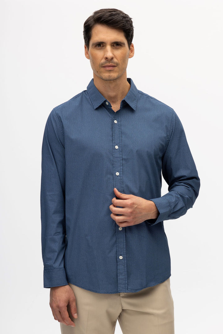 Ryan Denim Blue Geo Shirt