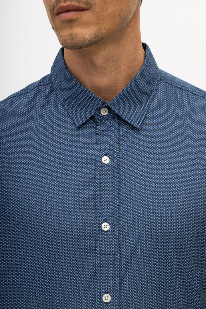 Ryan Denim Blue Geo Shirt