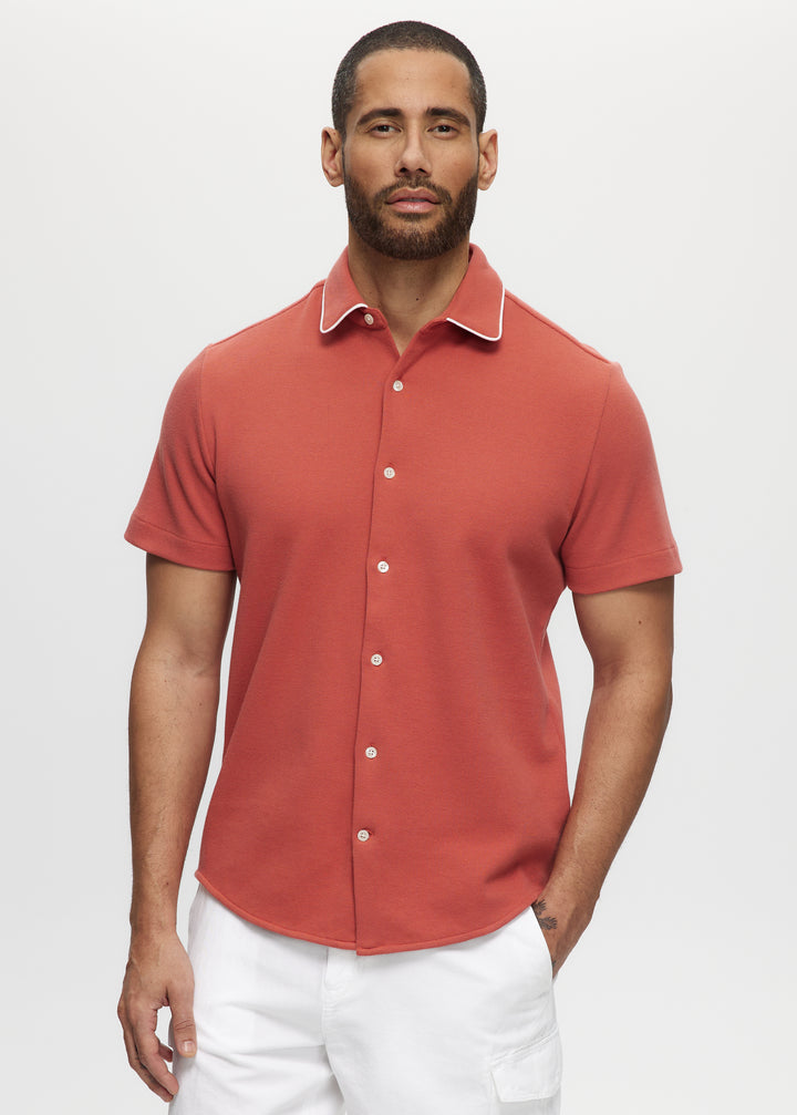 Damian Sienna Tipped Pique Shirt