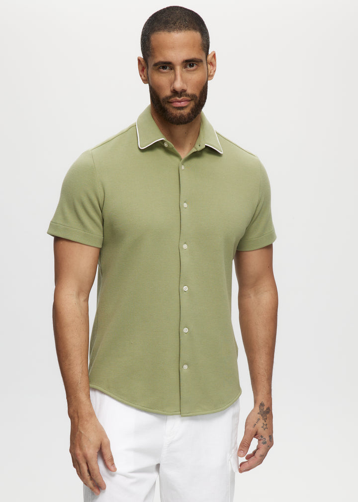 Damian Lt. Green Tipped Pique Shirt