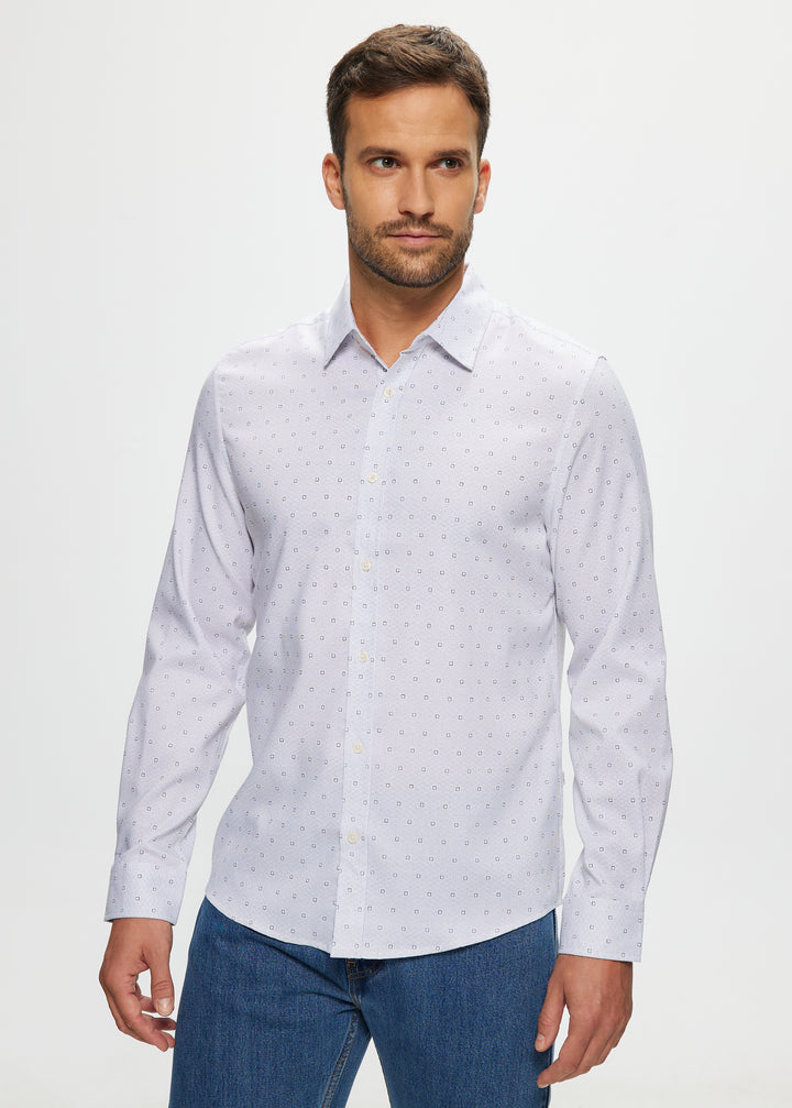 Ryan Soft Touch Stretch Shirt in White Geo