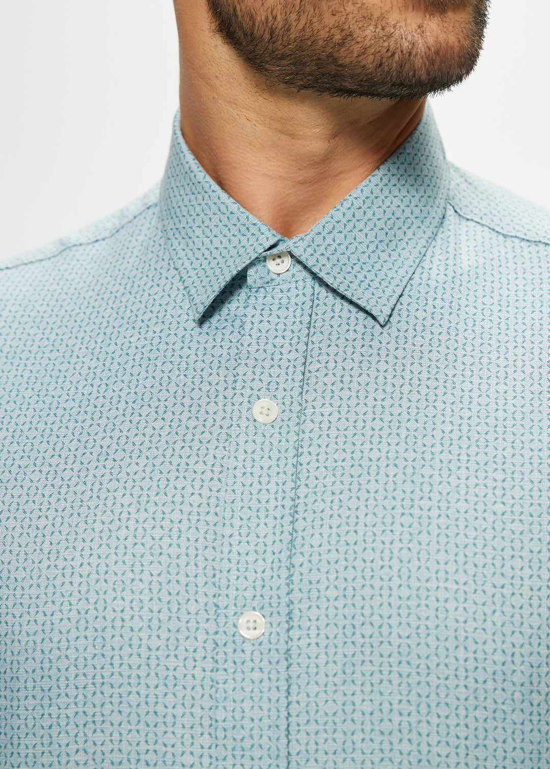 Ryan Soft Touch Stretch Shirt in Mint Geo