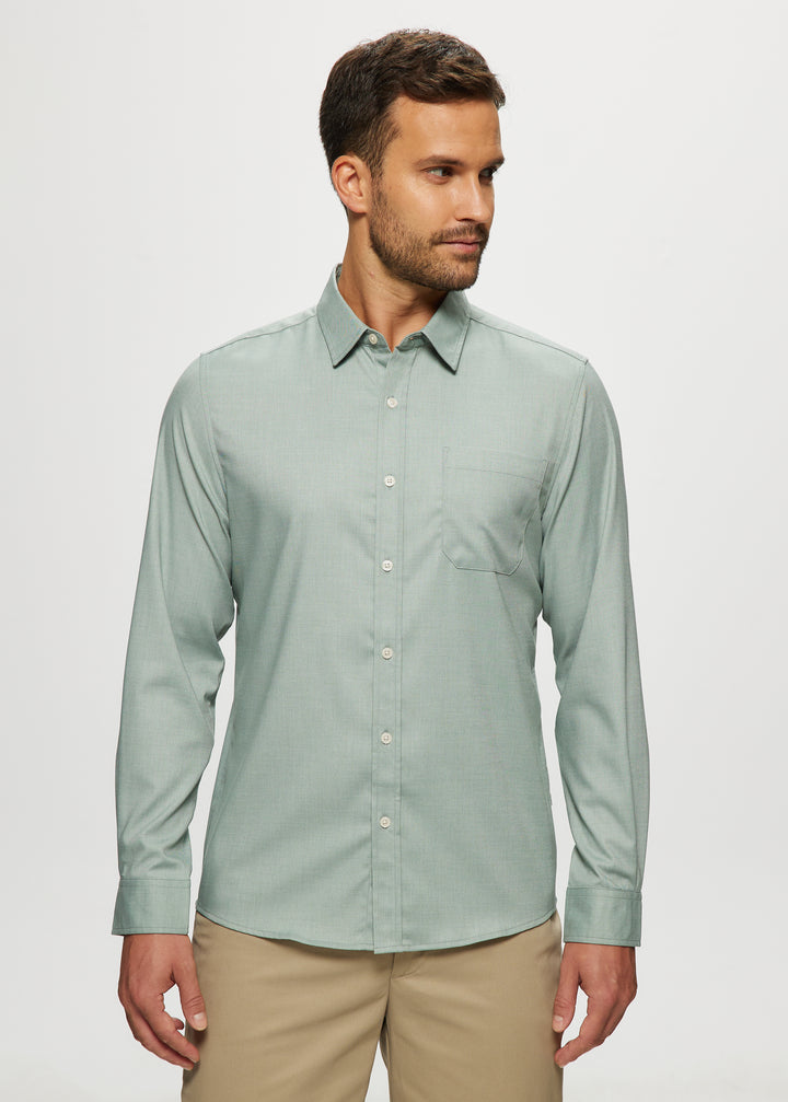 Ryan Stretch Shirt in Sage Chambray