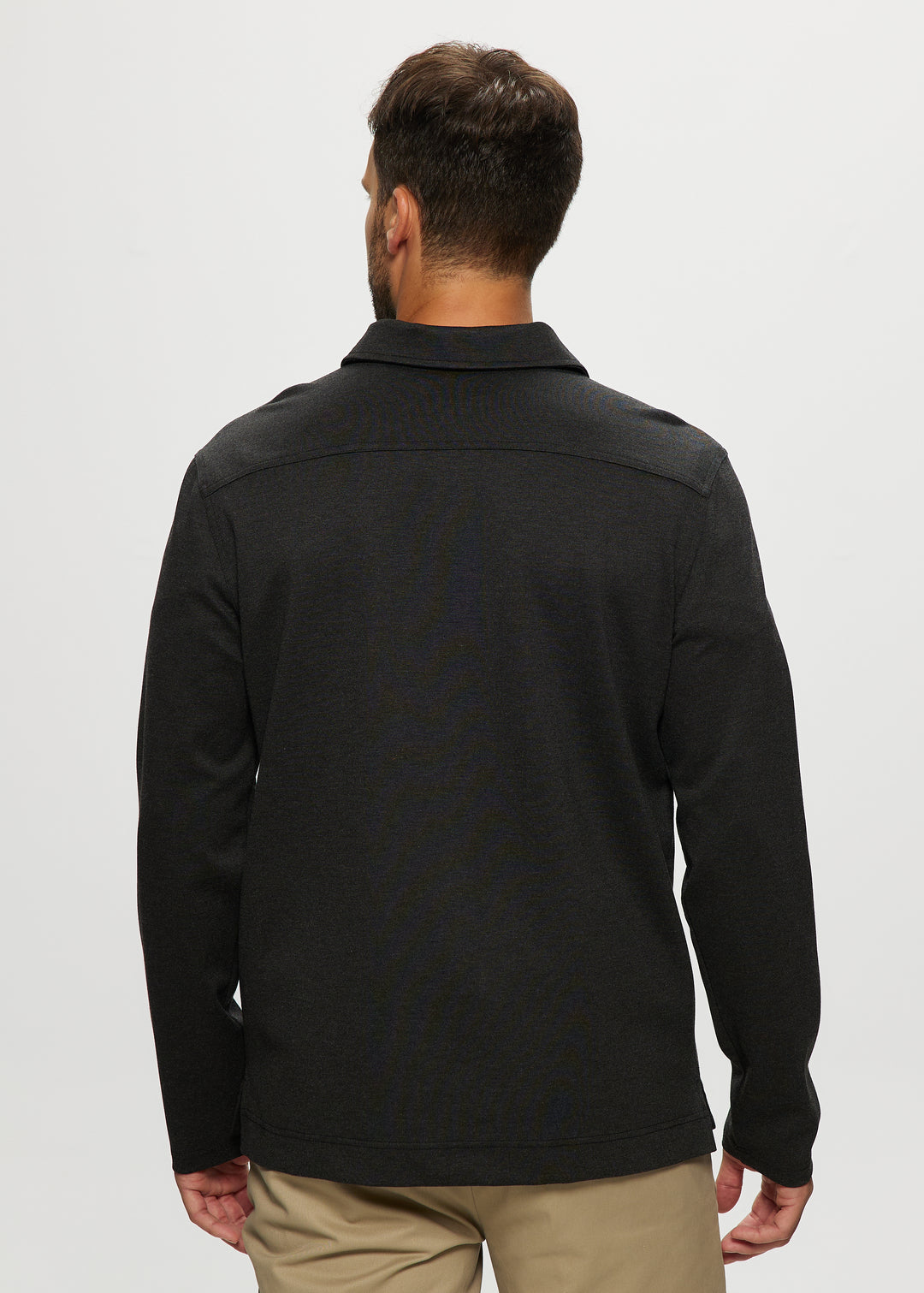 Theo Ponte Quarter Zip Polo in Charcoal Mix