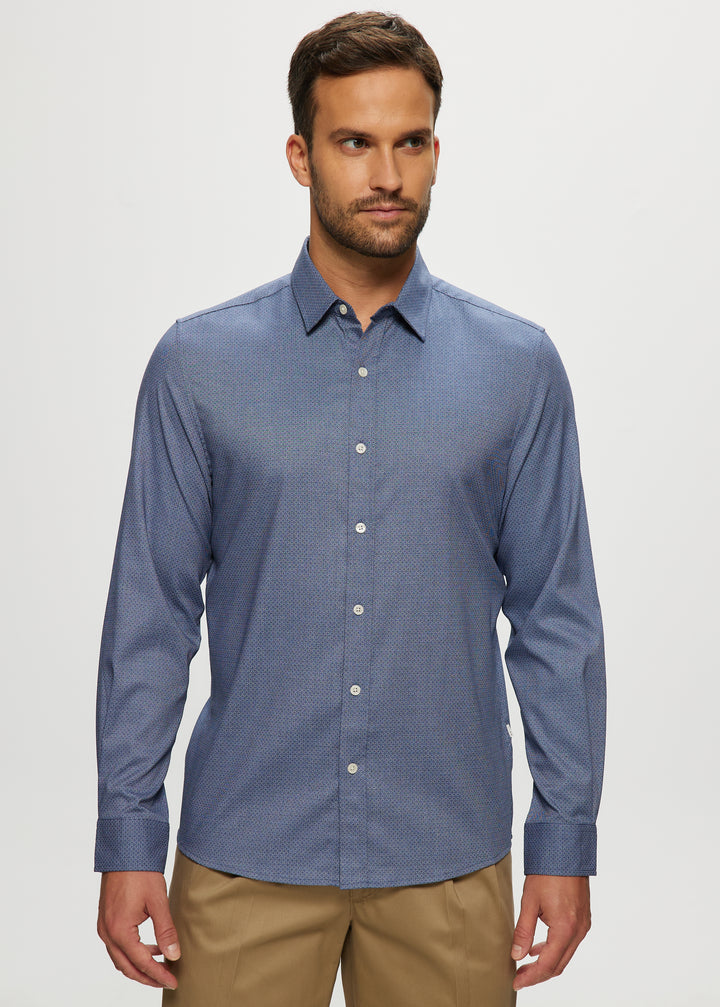 Ryan Stretch Printed Chambray Shirt