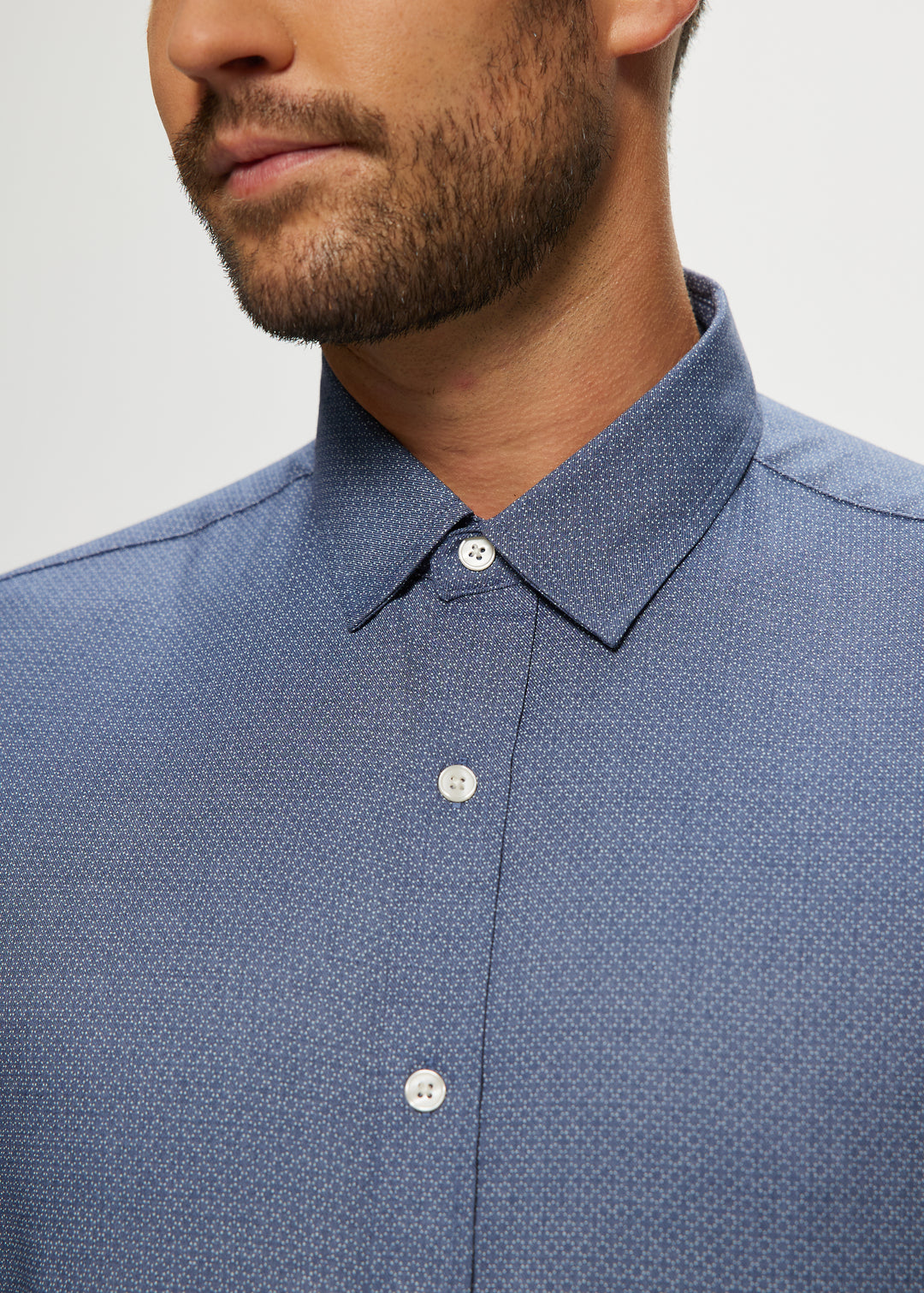 Ryan Stretch Printed Chambray Shirt