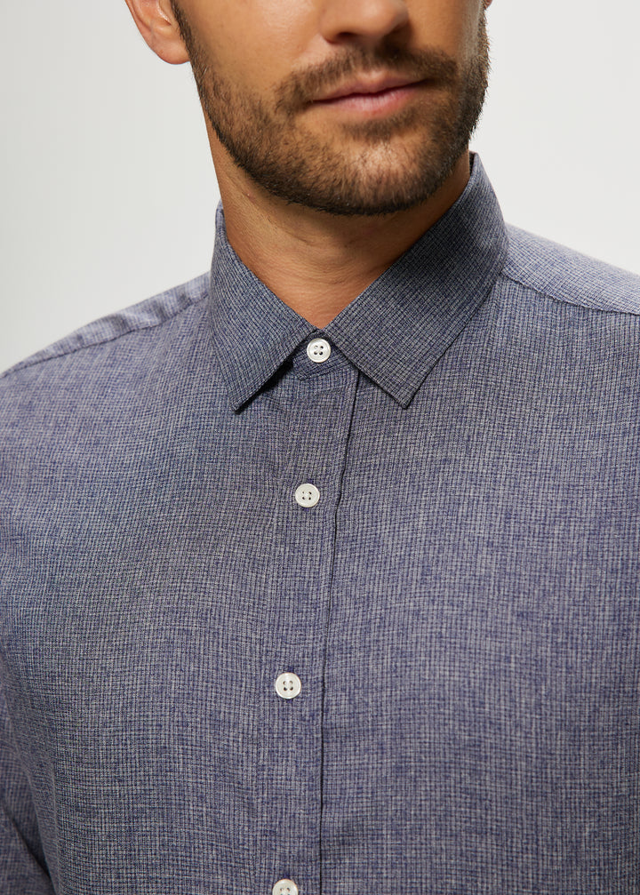 Ryan Crosshatch Stretch Shirt in Indigo