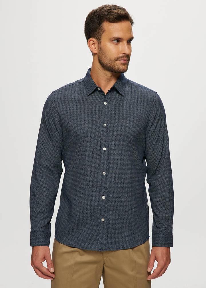 Ryan Stretch Shirt in Navy Ditsy Floral