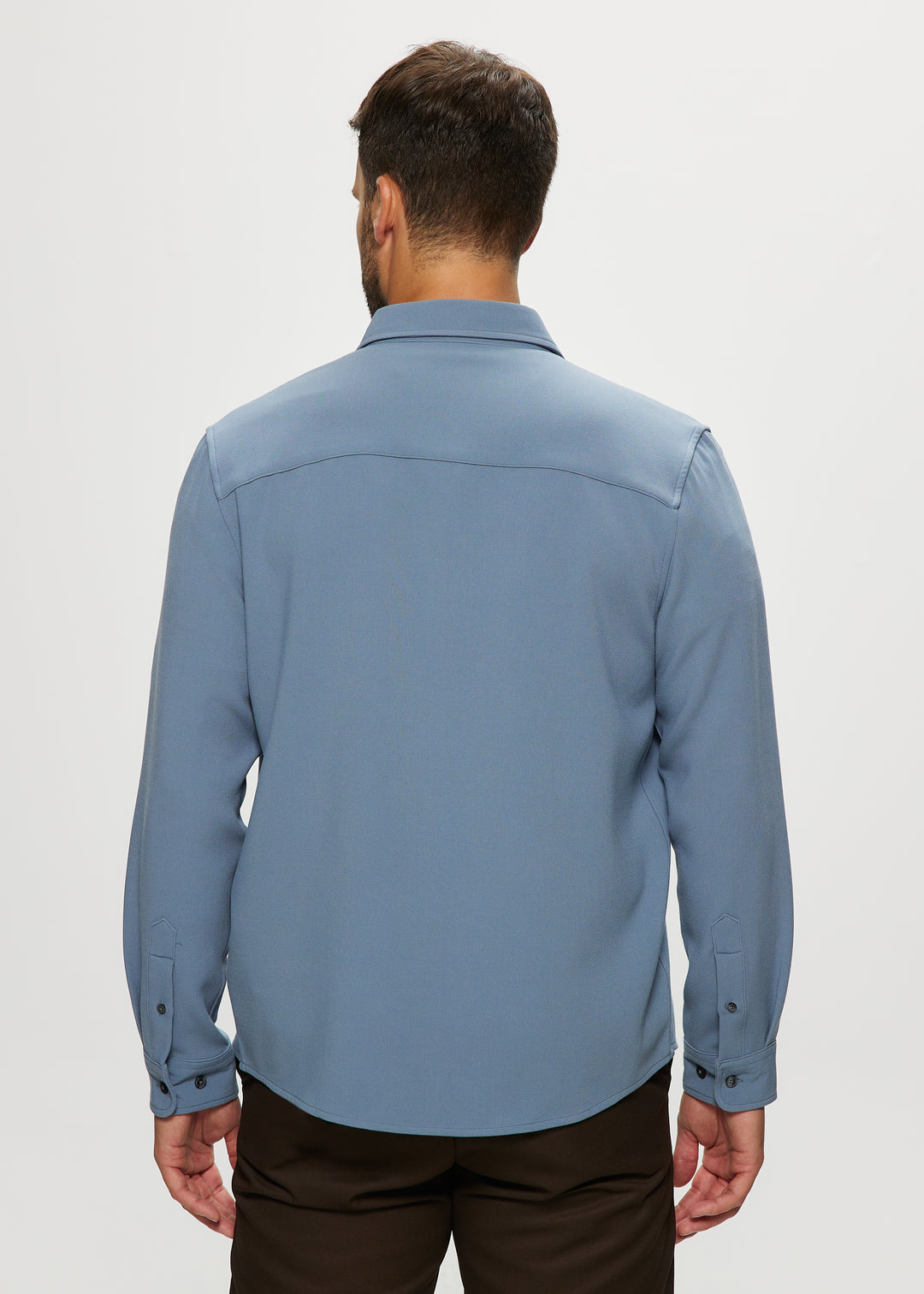 Ethan Heavy Crepe Overshirt in Slate Blue