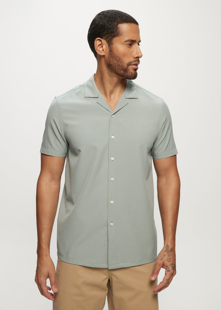 SS Solid Dobby Camp Shirt in Sage