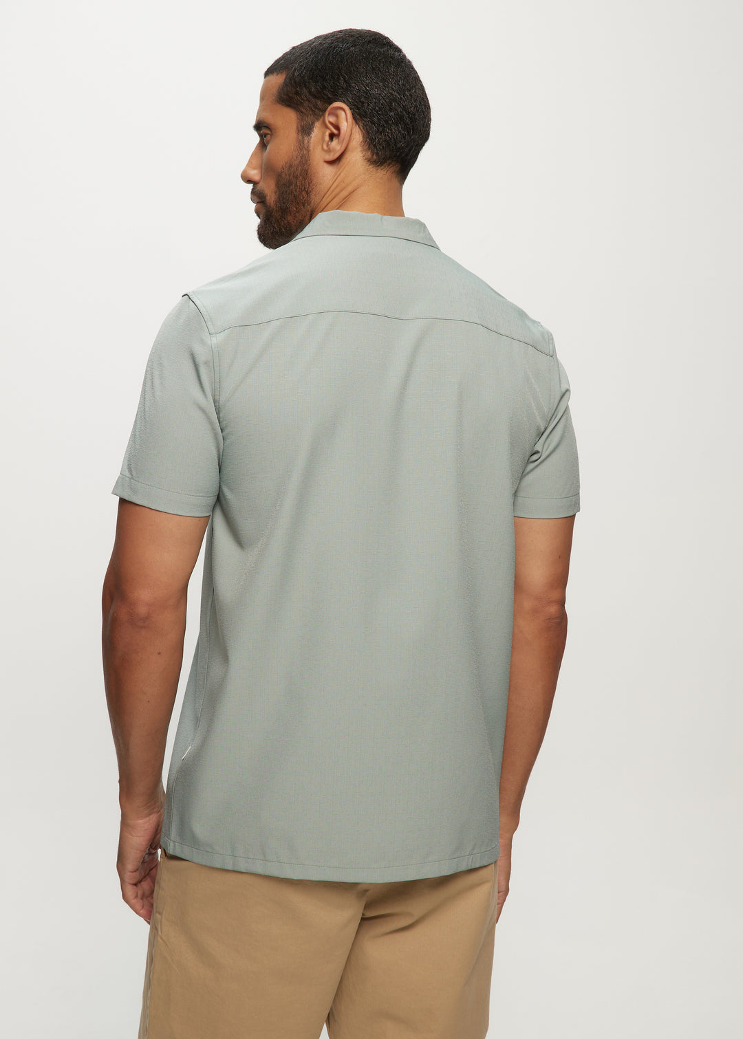 SS Solid Dobby Camp Shirt in Sage