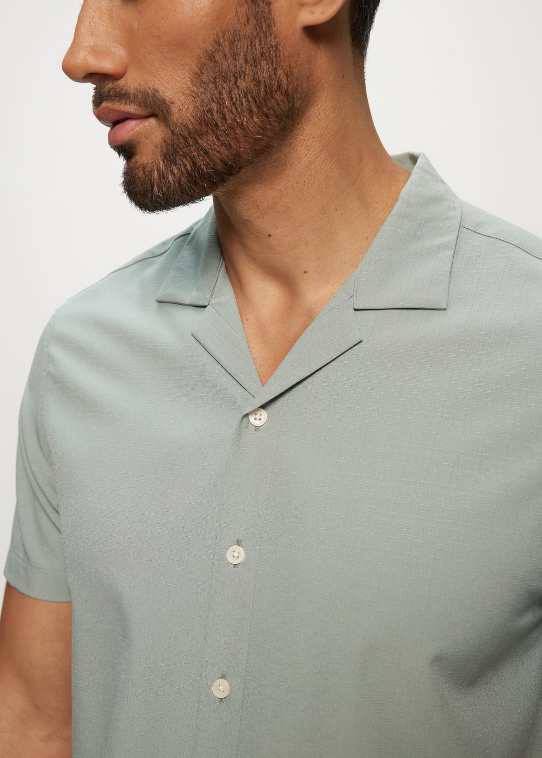 SS Solid Dobby Camp Shirt in Sage