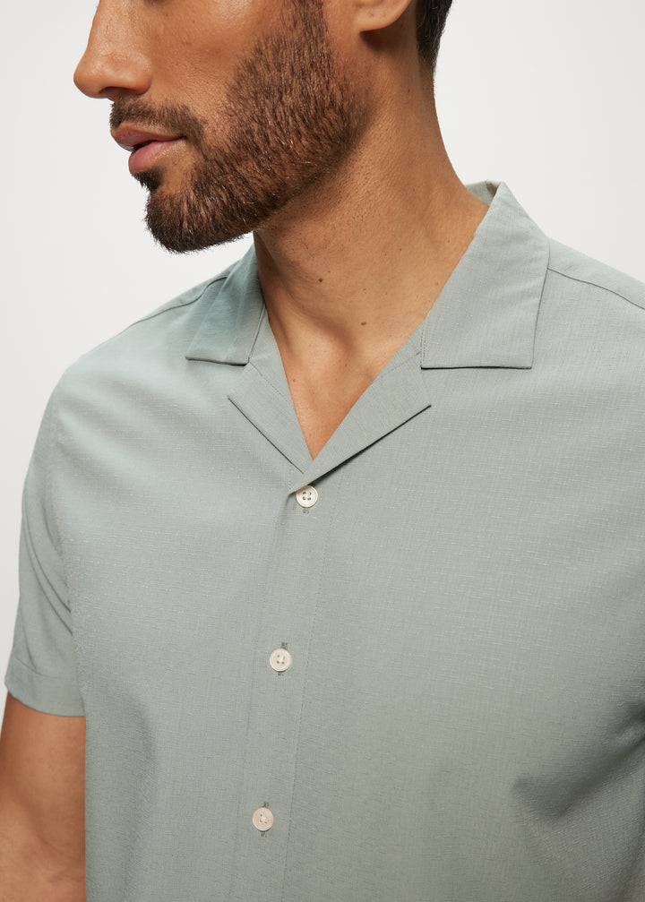 SS Solid Dobby Camp Shirt in Sage
