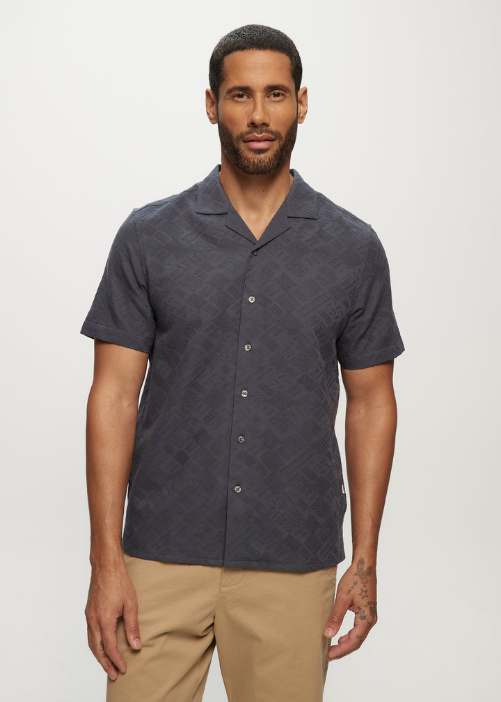 Tonal Jacquard SS Camp Shirts in Slate