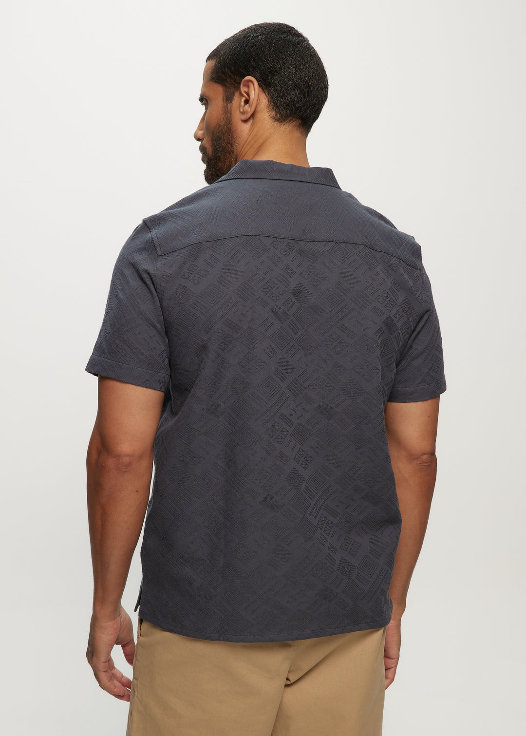Tonal Jacquard SS Camp Shirts in Slate