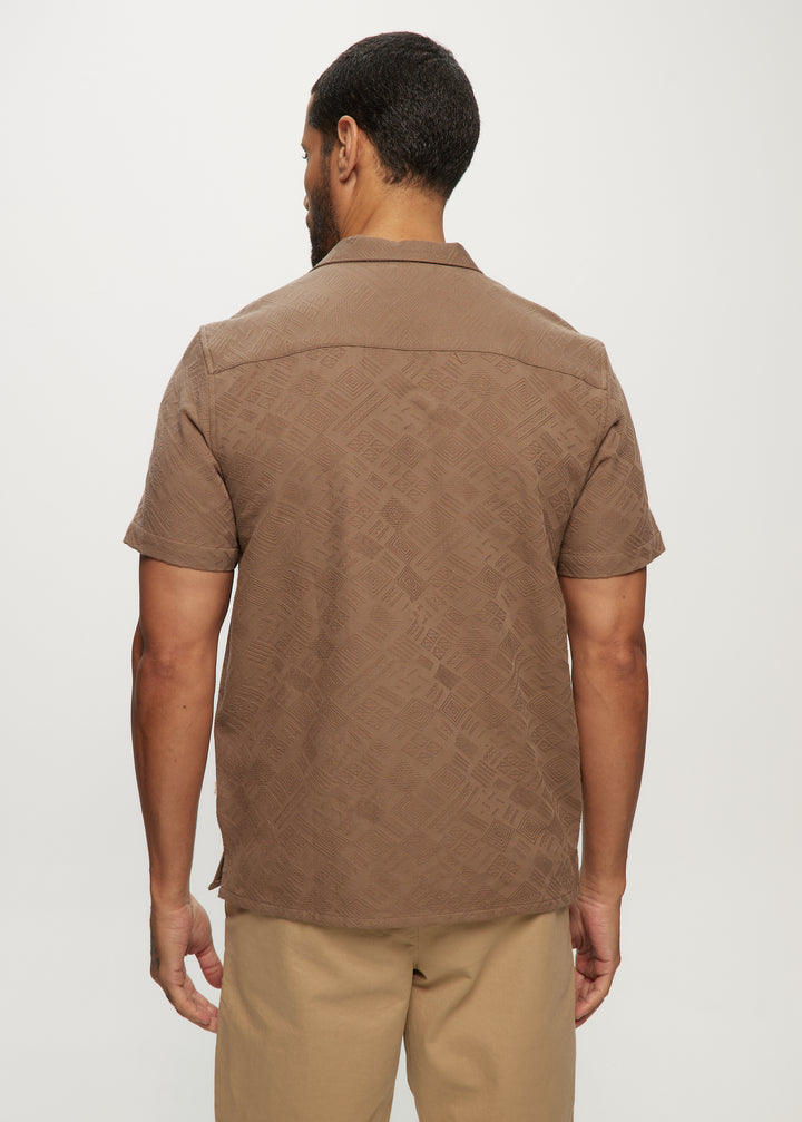Tonal Jacquard SS Camp Shirts in Earth