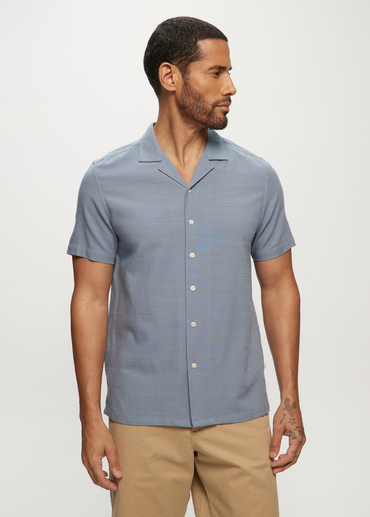 SS Camp Shirts in Silky Bamboo Window Pane in Blue