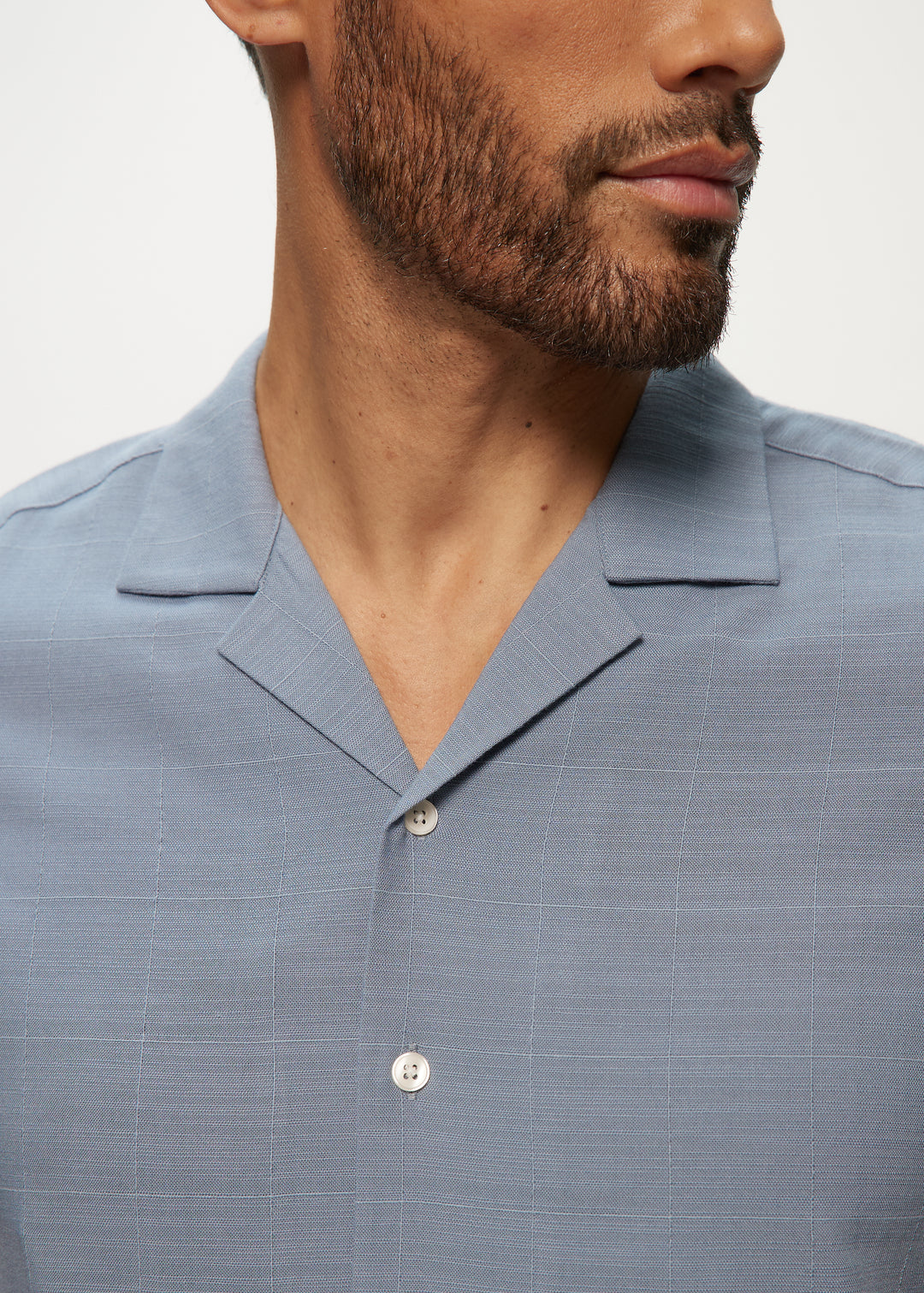SS Camp Shirts in Silky Bamboo Window Pane in Blue