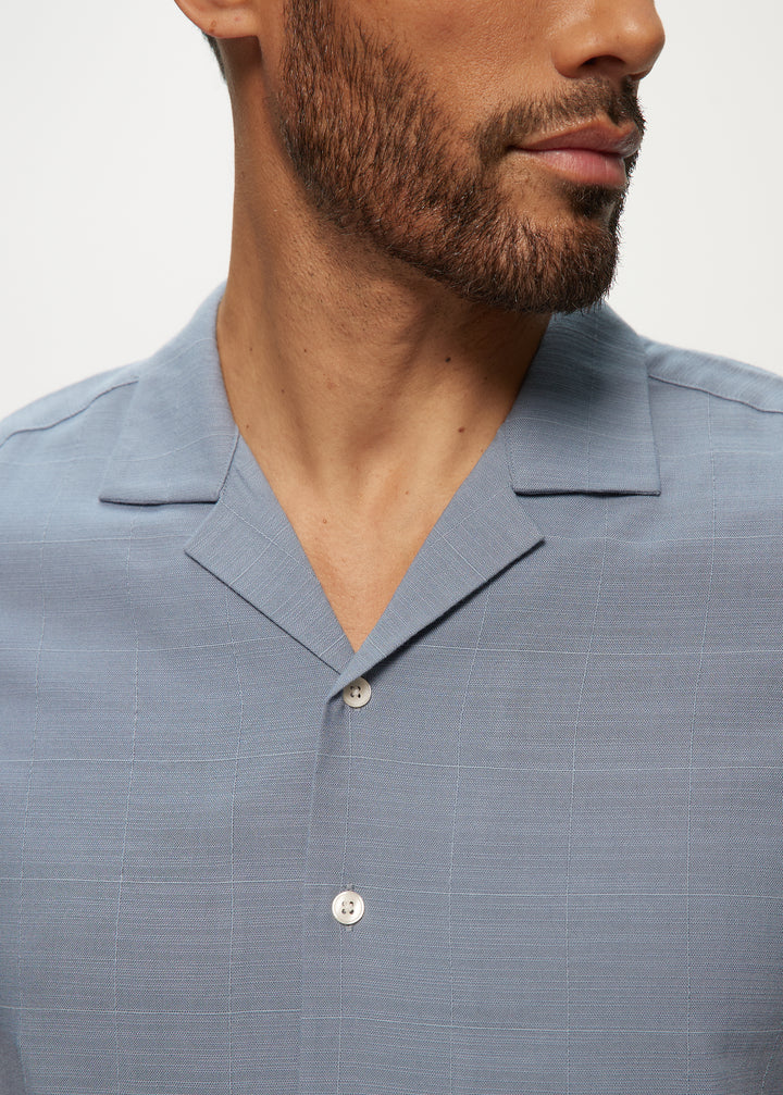 SS Camp Shirts in Silky Bamboo Window Pane in Blue