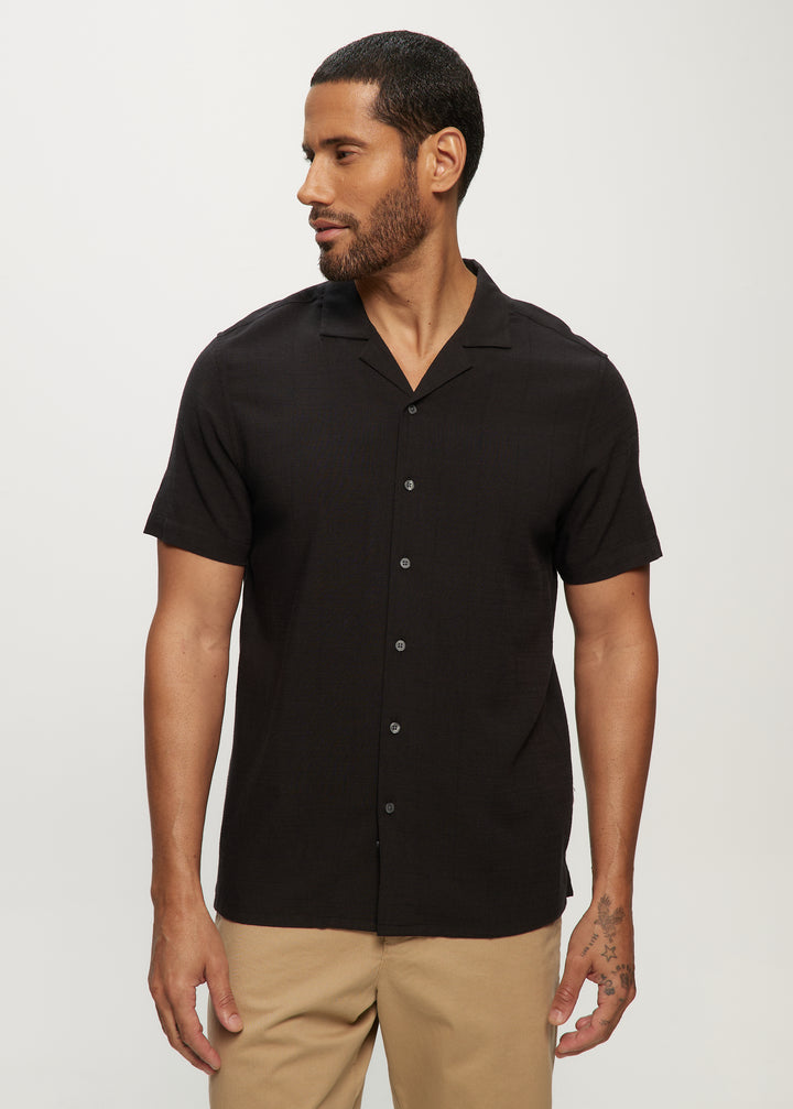 SS Camp Shirts in Silky Bamboo Window Pane in Black