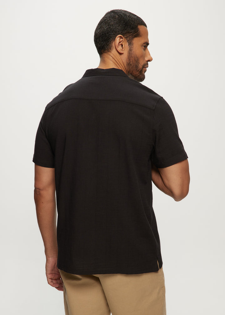 SS Camp Shirts in Silky Bamboo Window Pane in Black