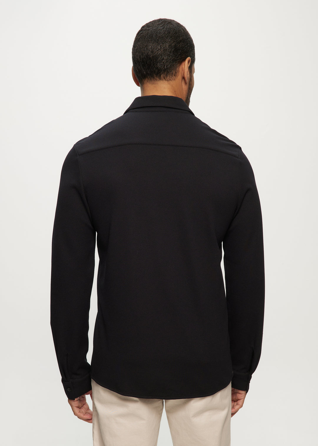 LS Pique Blend Knit Shirt in Midnight Navy