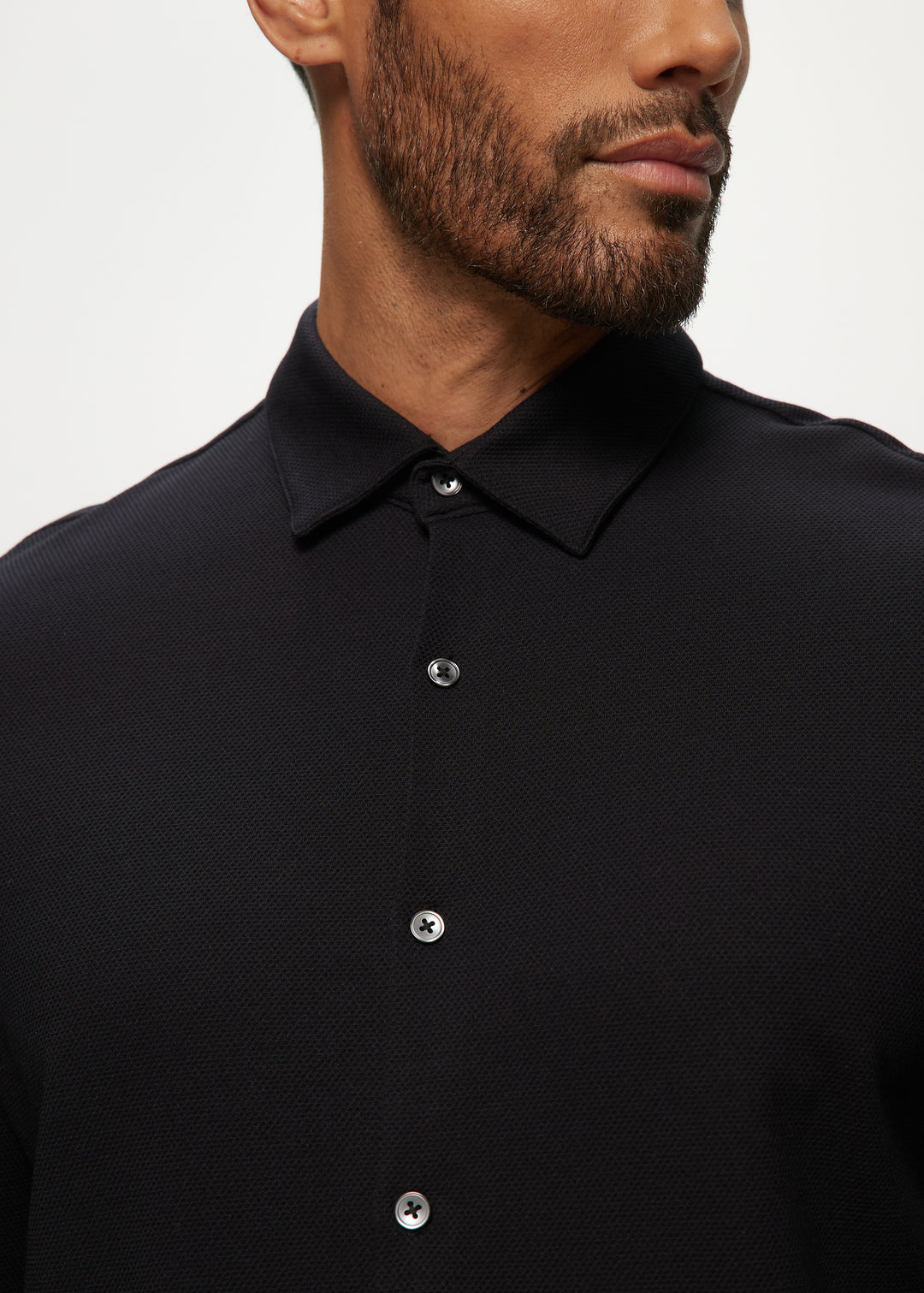 LS Pique Blend Knit Shirt in Midnight Navy