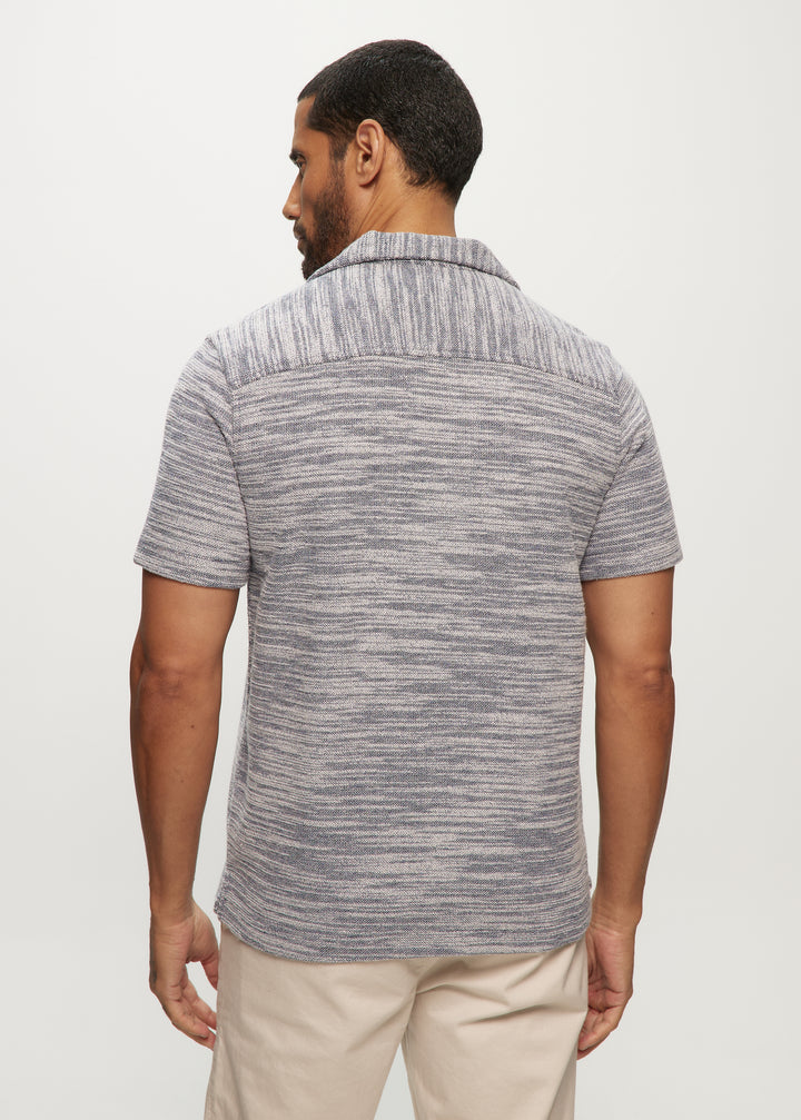 SS Two Tone Sweaterknit Camp Shirts in Navy Mix