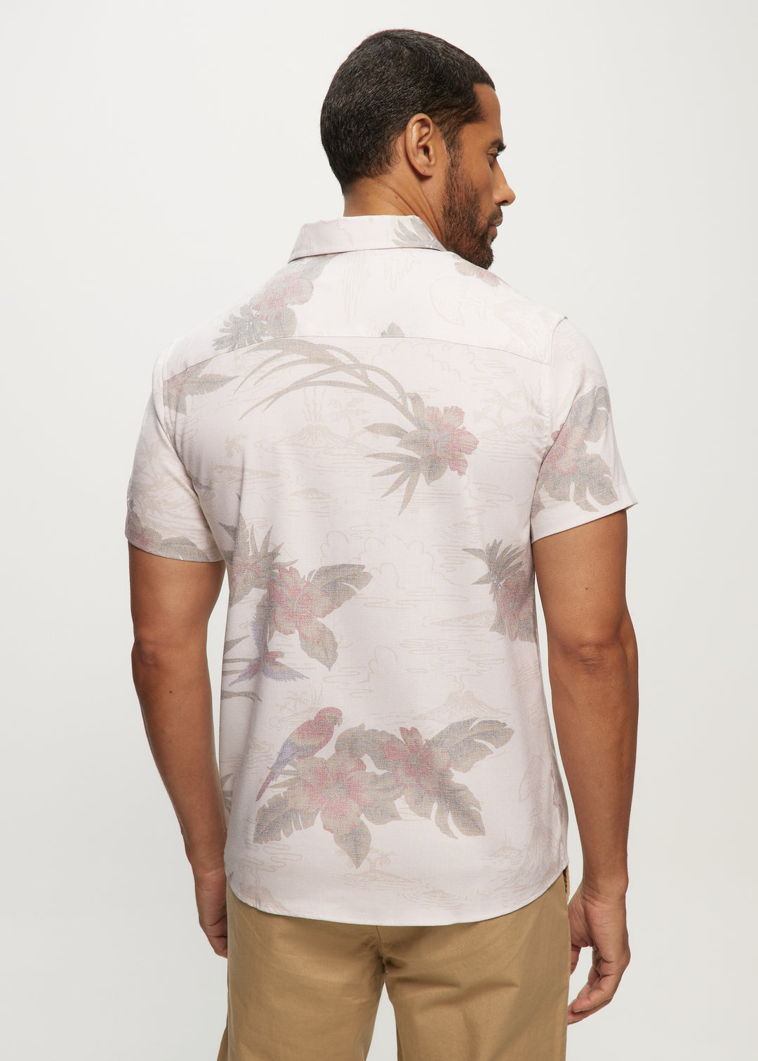 SS AOP Soft Touch Faded Floral Shirt in Tan