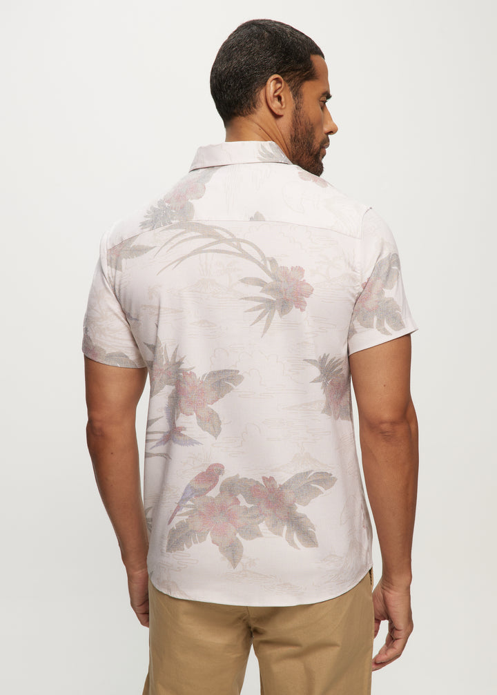 SS AOP Soft Touch Faded Floral Shirt in Tan