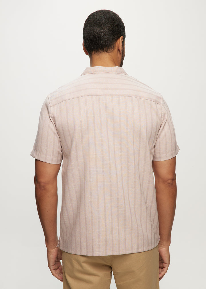 SS Soft Touch Stripe Dobby Camp Shirt in Blush
