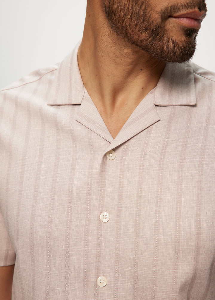 SS Soft Touch Stripe Dobby Camp Shirt in Blush