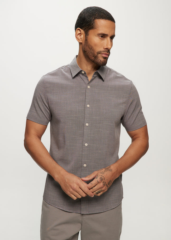 SS Soft Touch Slub Regular Collar Shirt in Charcoal
