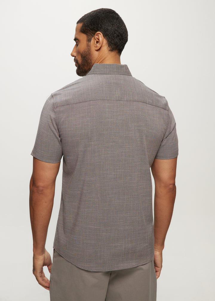 SS Soft Touch Slub Regular Collar Shirt in Charcoal