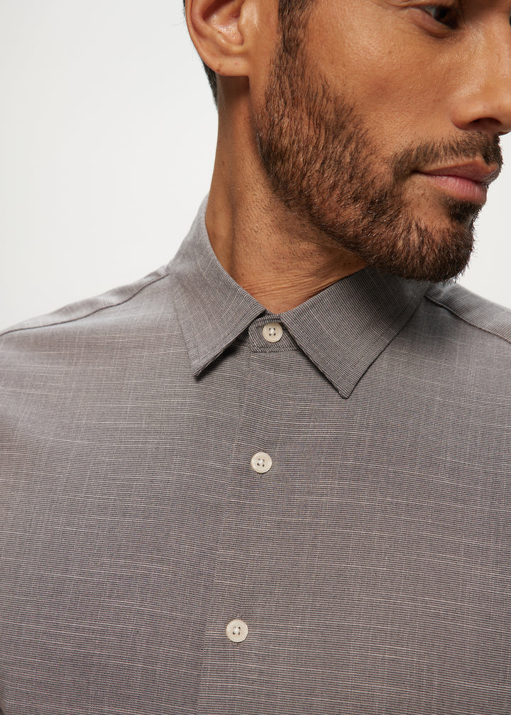 SS Soft Touch Slub Regular Collar Shirt in Charcoal