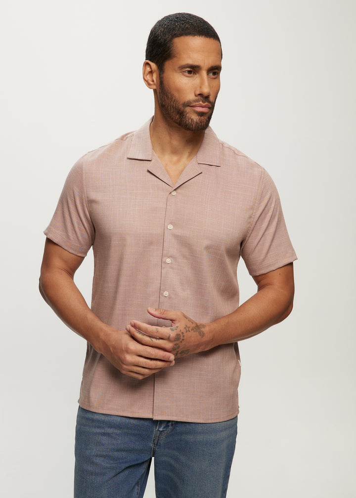 SS Soft Touch Slub Camp Shirt in Mauve