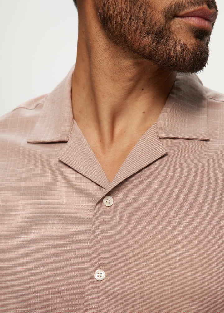 SS Soft Touch Slub Camp Shirt in Mauve