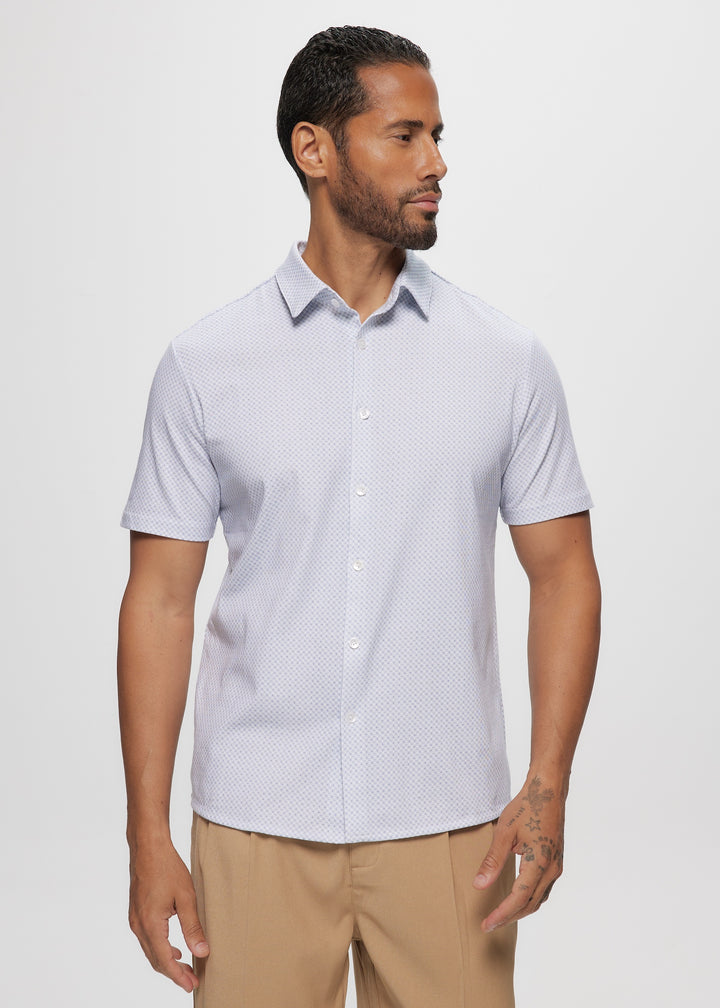 SS LT. Grey Geo Cotton Knit Jersey Shirt