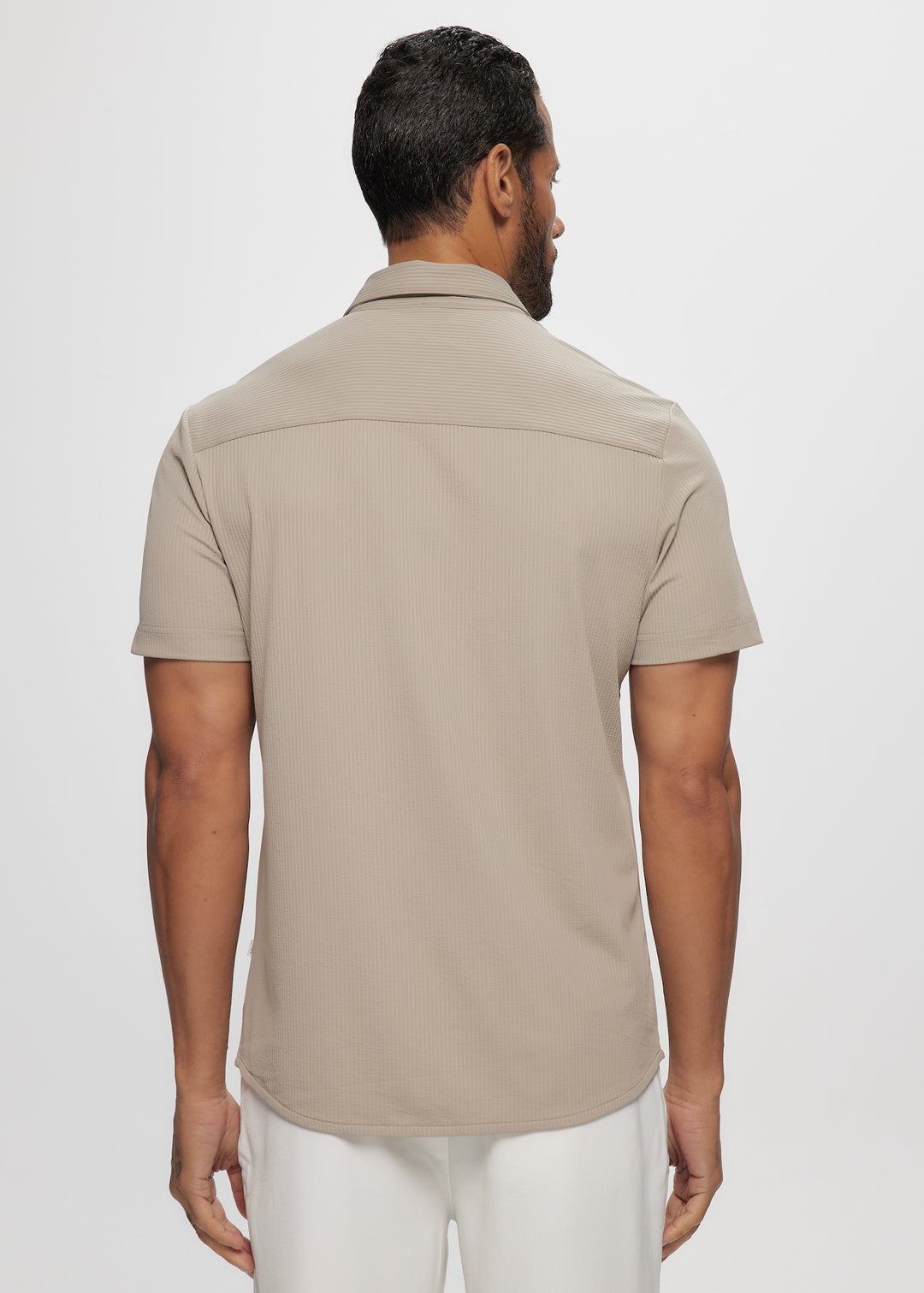 SS Nylon Ottoman Knit Shirt in Desert Beige