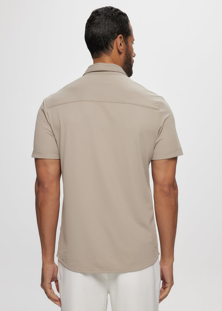 SS Nylon Ottoman Knit Shirt in Desert Beige