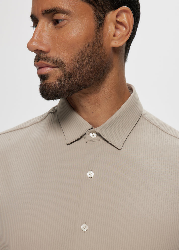 SS Nylon Ottoman Knit Shirt in Desert Beige
