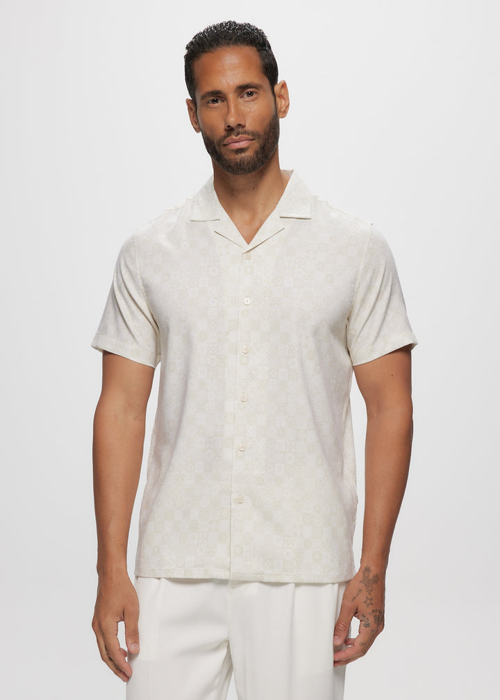 SS Soft Touch Ivory Geo AOP