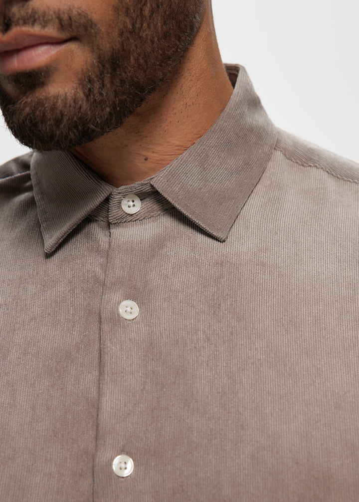 LS Stretch Corduroy Shirt in Stone