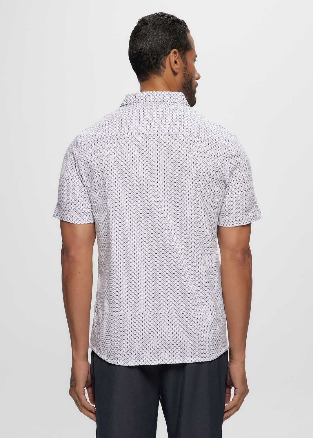 SS White Geo Cotton Knit Jersey Shirt