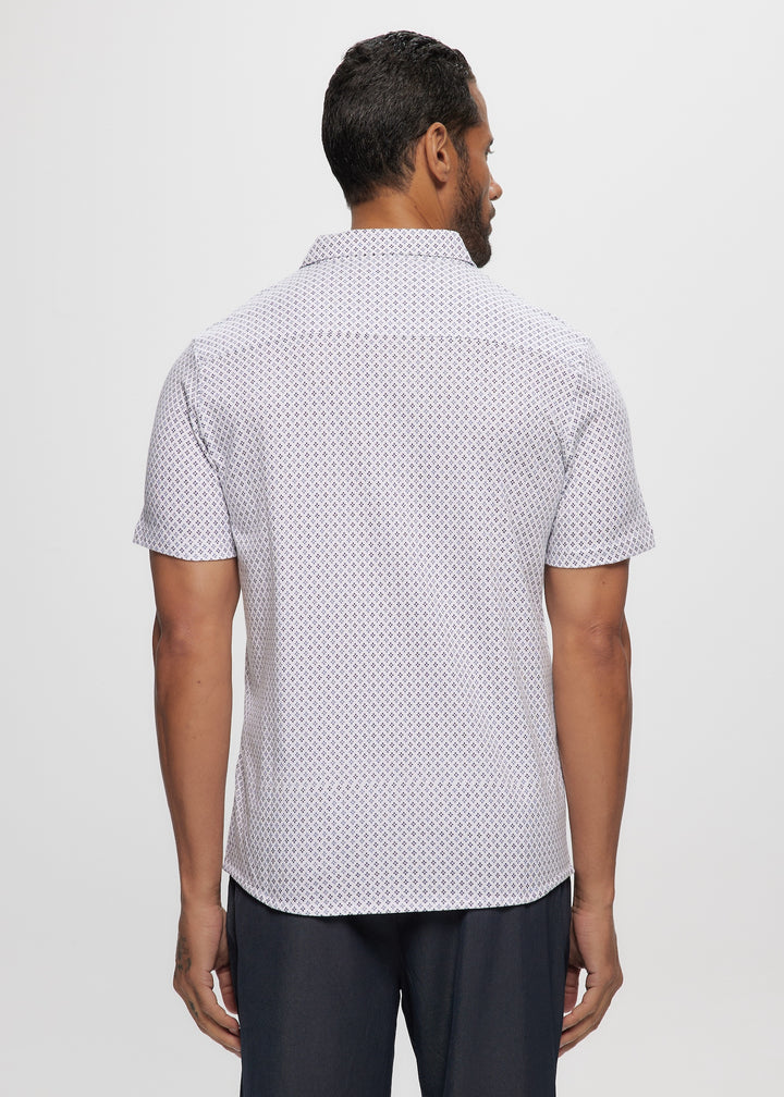 SS White Geo Cotton Knit Jersey Shirt