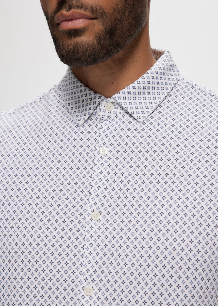 SS White Geo Cotton Knit Jersey Shirt